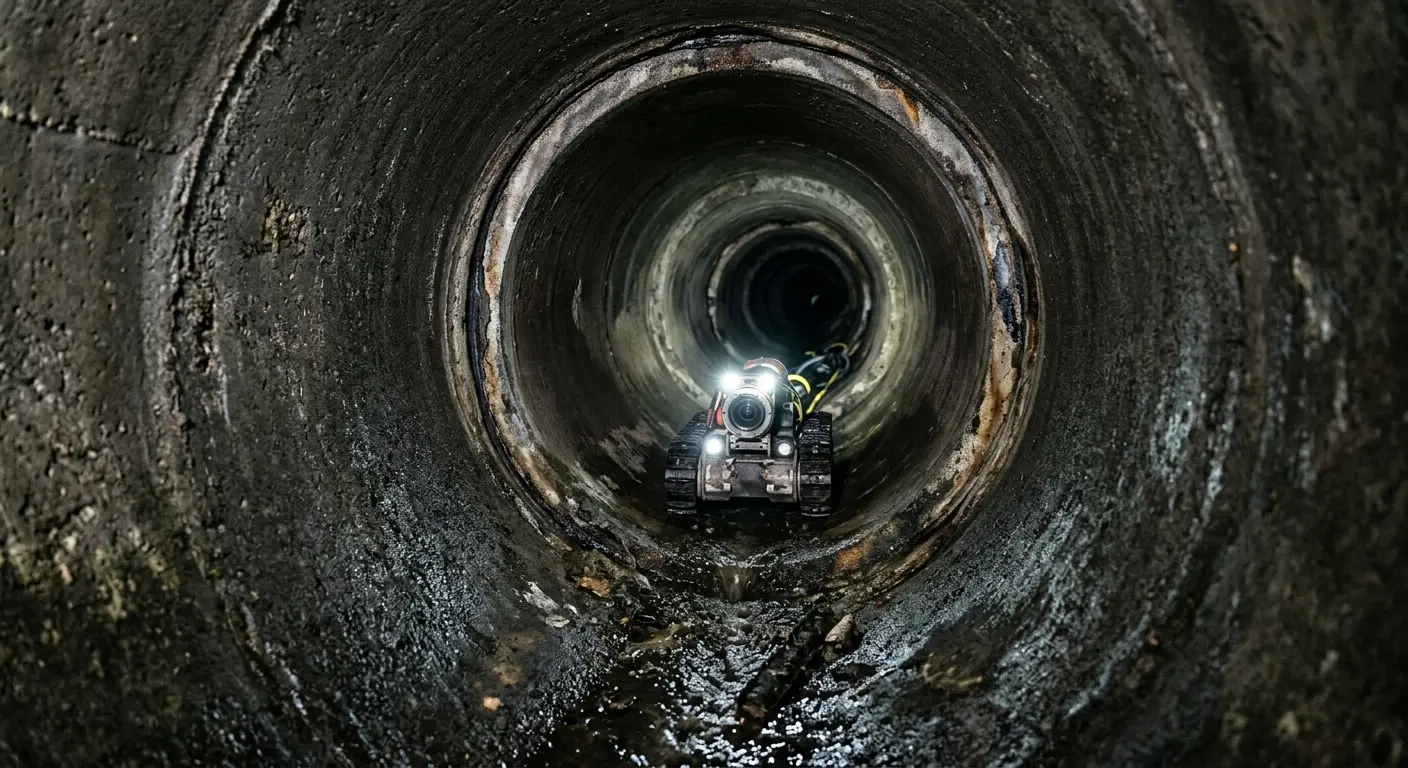 Robotic sewer camera inspecting pipe interior for Drain Snake Service in Fortuna